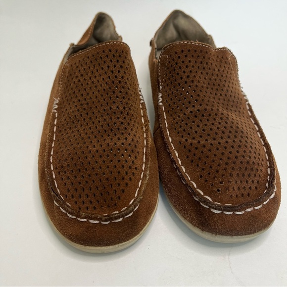 OluKai Nohea Perforated Brown Suede Leather Slip On Loafers Women's 8.5 - Picture 1 of 11